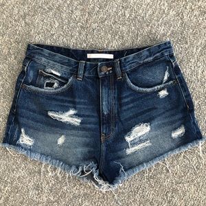Zara Trafaluc high rise distressed jean shorts 6
